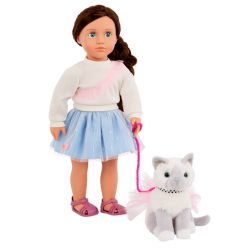 JC25 POUPÉE ET ANIMAL OG - MINDY 46CM ET PEPPER LE CHAT 15CM